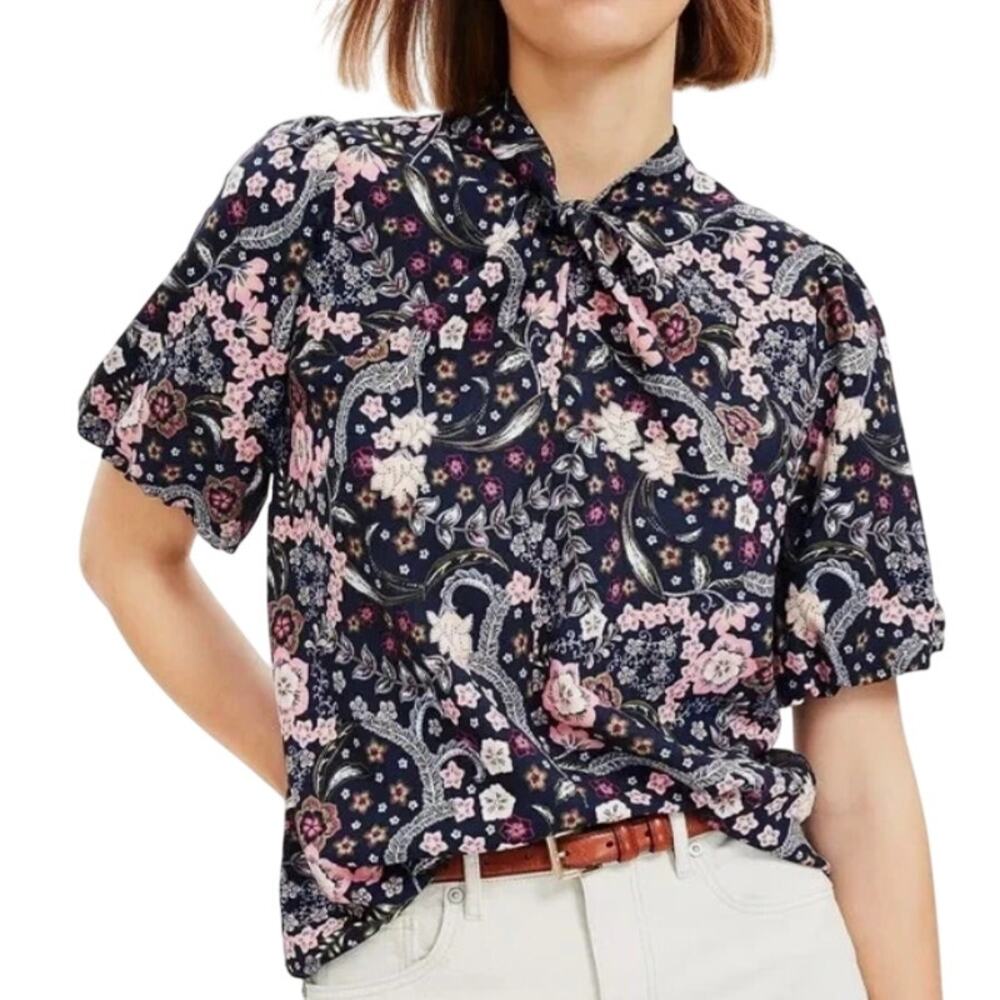 LOFT Floral Twist Front Blouse – Size XL NWT Top Shirt Romantic